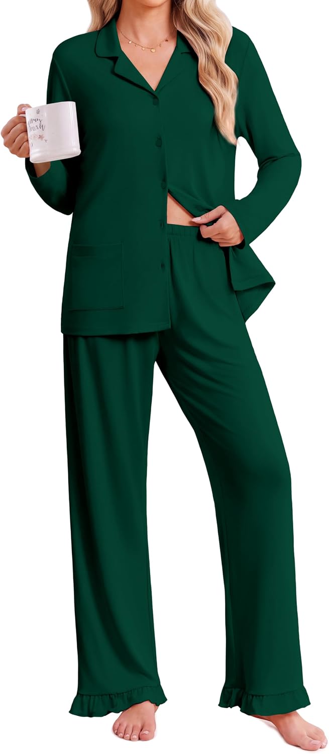 Detalle de Ekouaer Women's Pajama Set, Long Sleeve