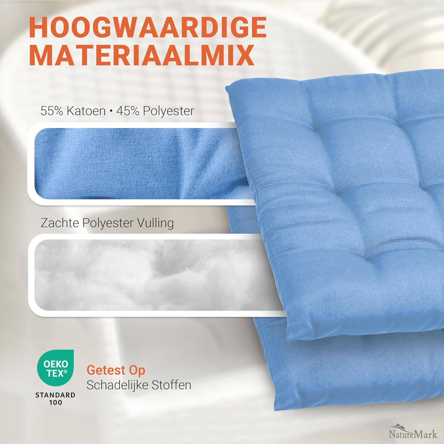 Thumbnail 6 de NatureMark NM-CCS-170-LB-44 stoelkussens, set van 4, lichtblauw