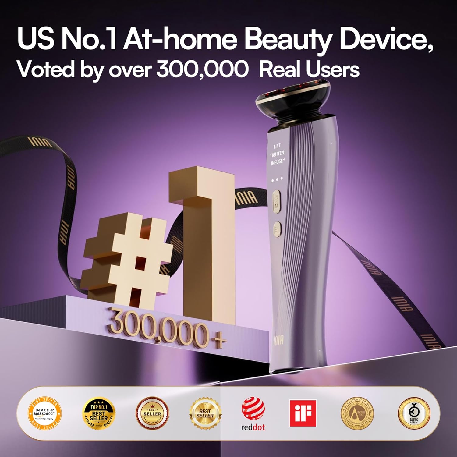 Thumbnail 1 de INIA Flare 3-in-1 Microcurrent Facial Device with Red Light Therapy