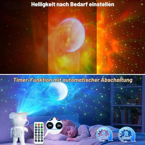 Detalle de Astronaut Sternenhimmel Projektor von Yuinzin – Bluetooth-Lautsprecher, 360° Rotation, Nachtlicht