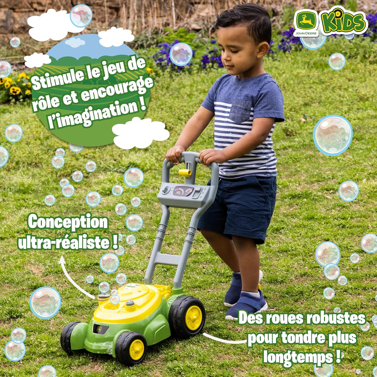 Detalle de John Deere Tondeuse à Bulles pour Enfants — Jouet de Jardin avec Bulles, sans piles