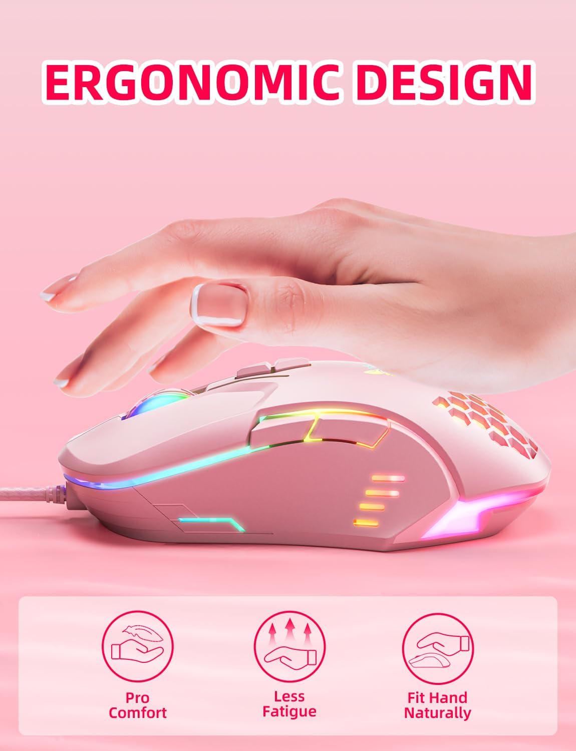 Thumbnail 4 de Wired PC Gaming Mouse with High Precision Sensor and 7 Programmable Buttons