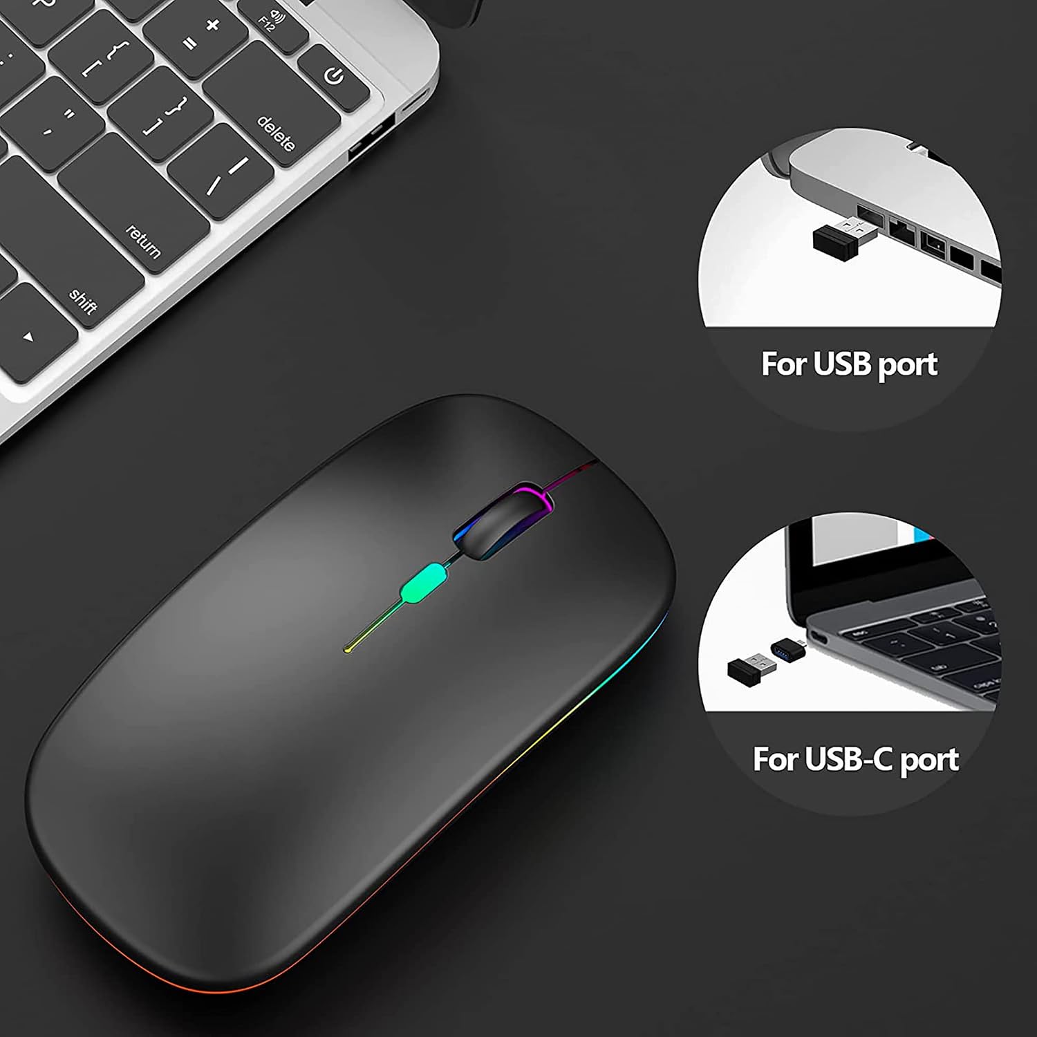 Detalle de TEUREMI Wireless Mouse Rechargeable Dual Mode 2.4G & Bluetooth 5.0