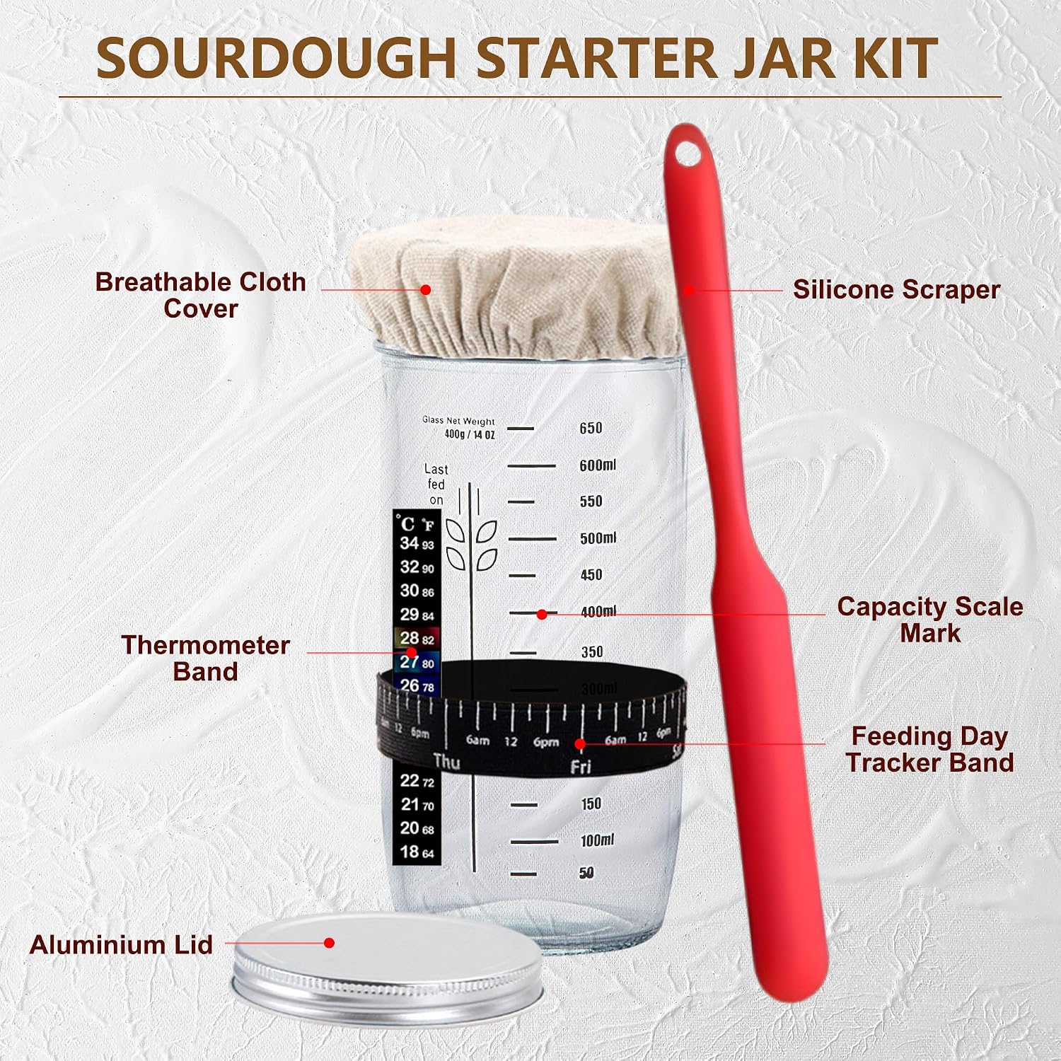 Detalle de BANTBSKT Sourdough Starter Kit 24 oz 🍞