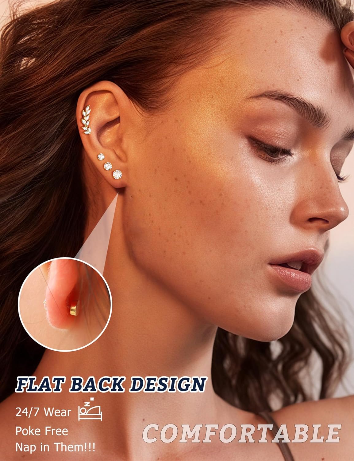Thumbnail 1 de Morfetto Helix Piercings Chirurgenstahl Flatback 16G – Gold/Silver hypoallergene Ohrstecker für Knorpel, Tragus & Conch