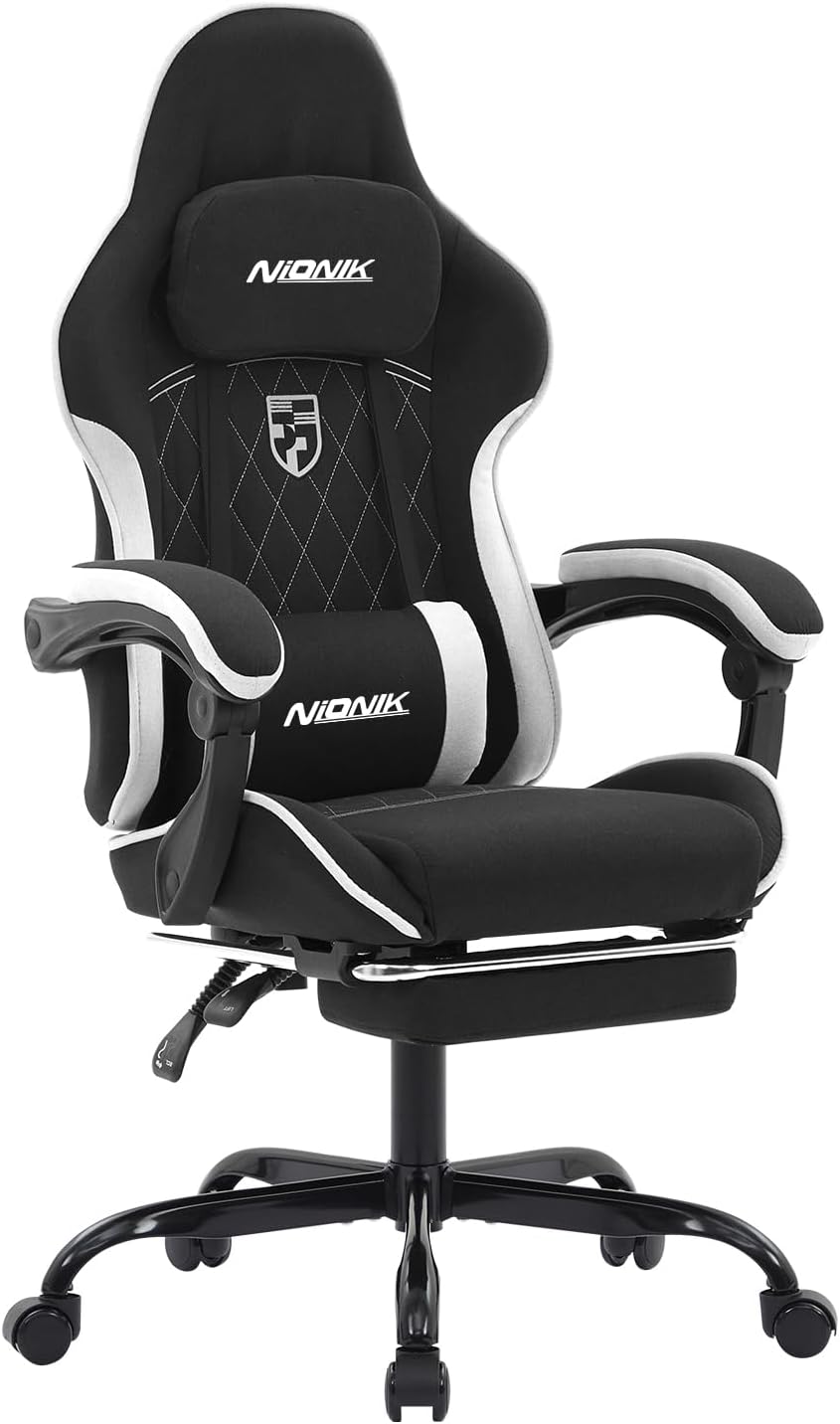 NIONIK Gaming Stuhl Racing mit Fußstütze
