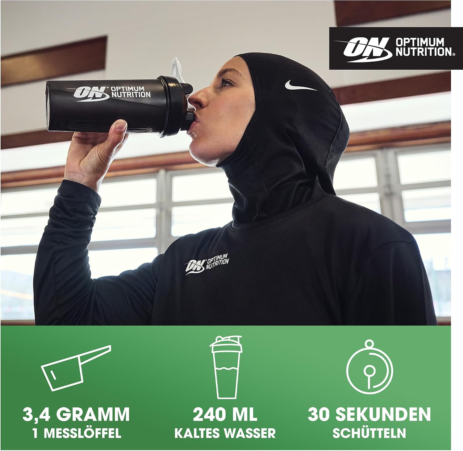 Detalle de Optimum Nutrition Creatina Monoidrata Micronizzata in Polvere 317 g – 93 Porzioni, 100% Pura, Senza Aroma