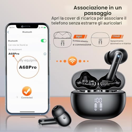 Detalle de Nerunsa 2026 Cuffie Bluetooth 5.4 con HiFi, ENC a 4 microfoni e IPX7