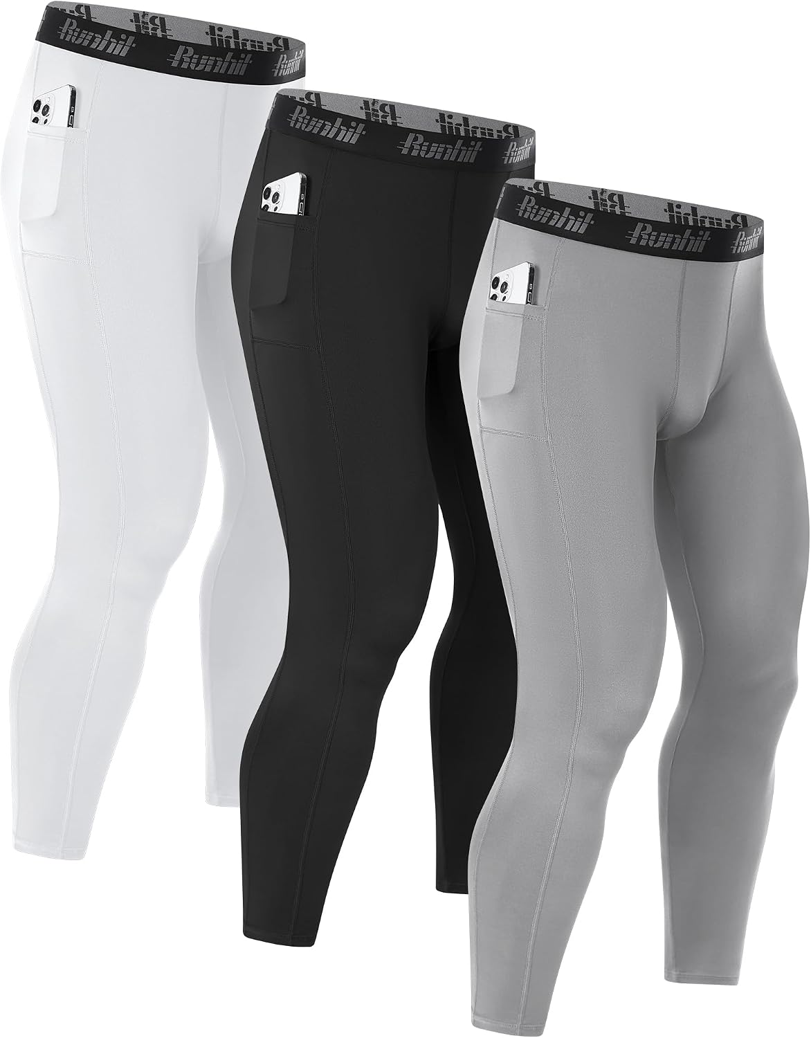 Detalle de Runhit Men’s Running Leggings 1/3 Pack
