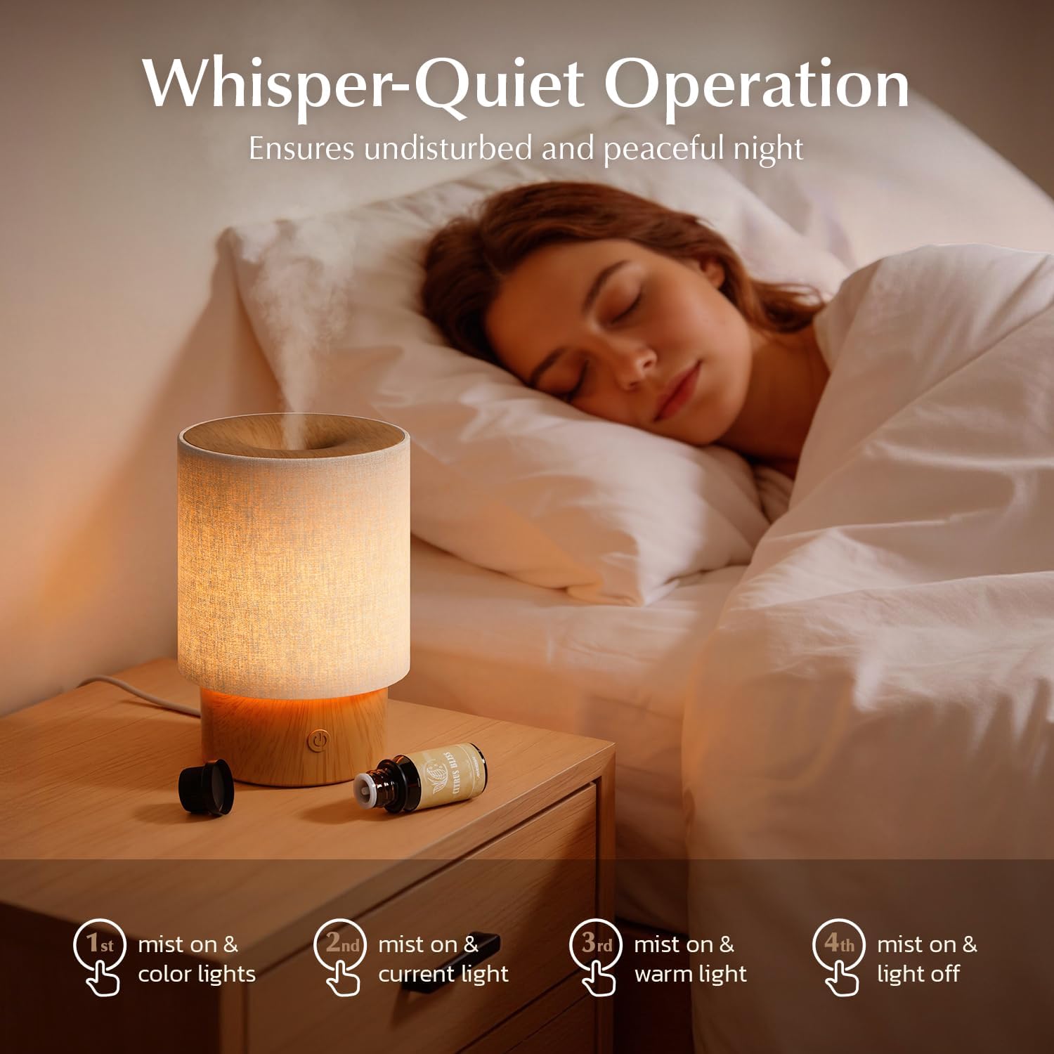 Detalle de ARVIDSSON 200315 Essential Oil Diffuser, 100 mL Ultrasonic with Fabric Cover