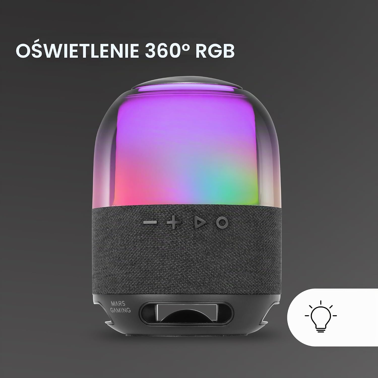 Detalle 1 de Mars Gaming MS-FLOW – przenośny głośnik Bluetooth 15 W z RGB 360° i MicroSD