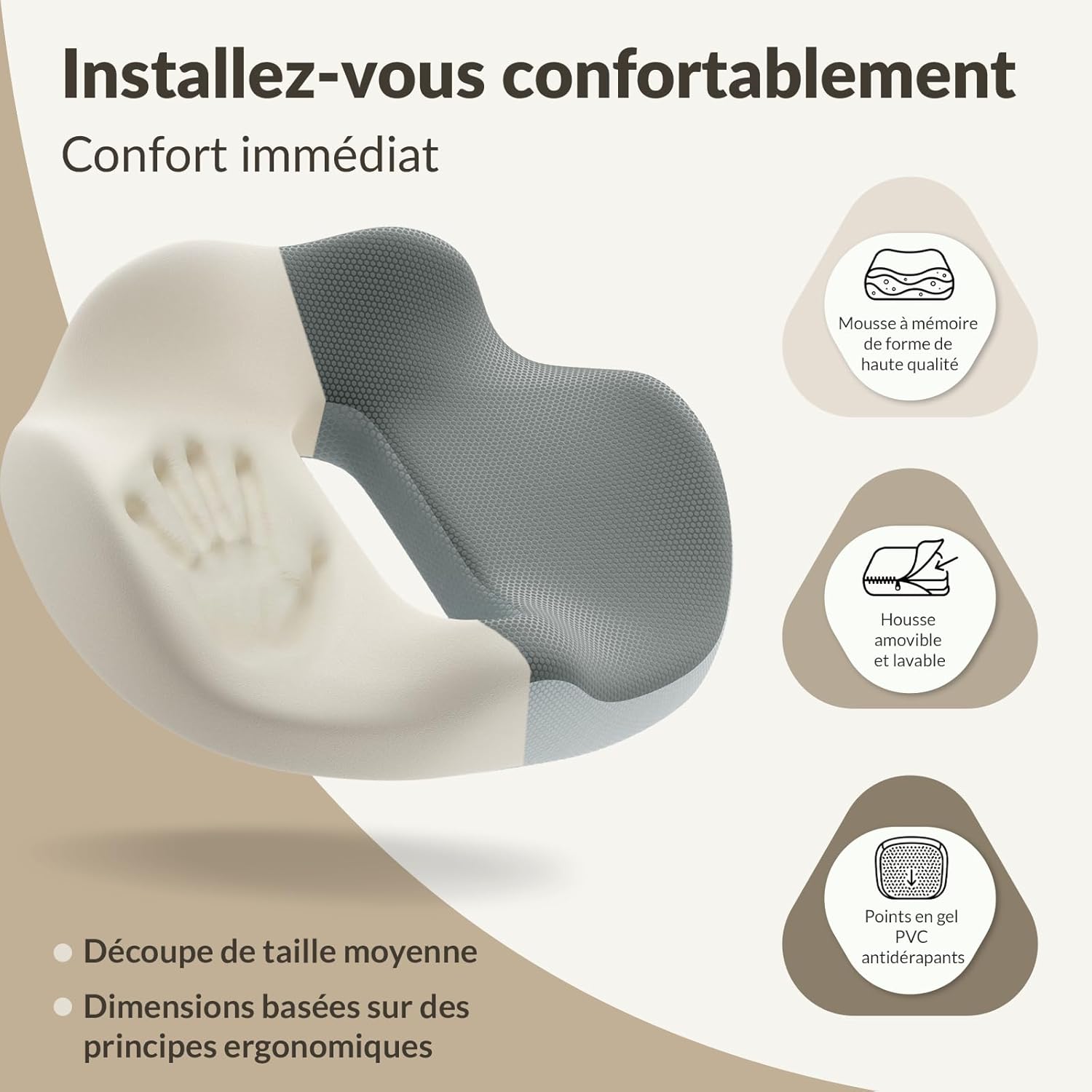 Thumbnail 5 de COSYLAND Coussin d'assise orthopédique : confort ergonomique pour votre chaise de bureau