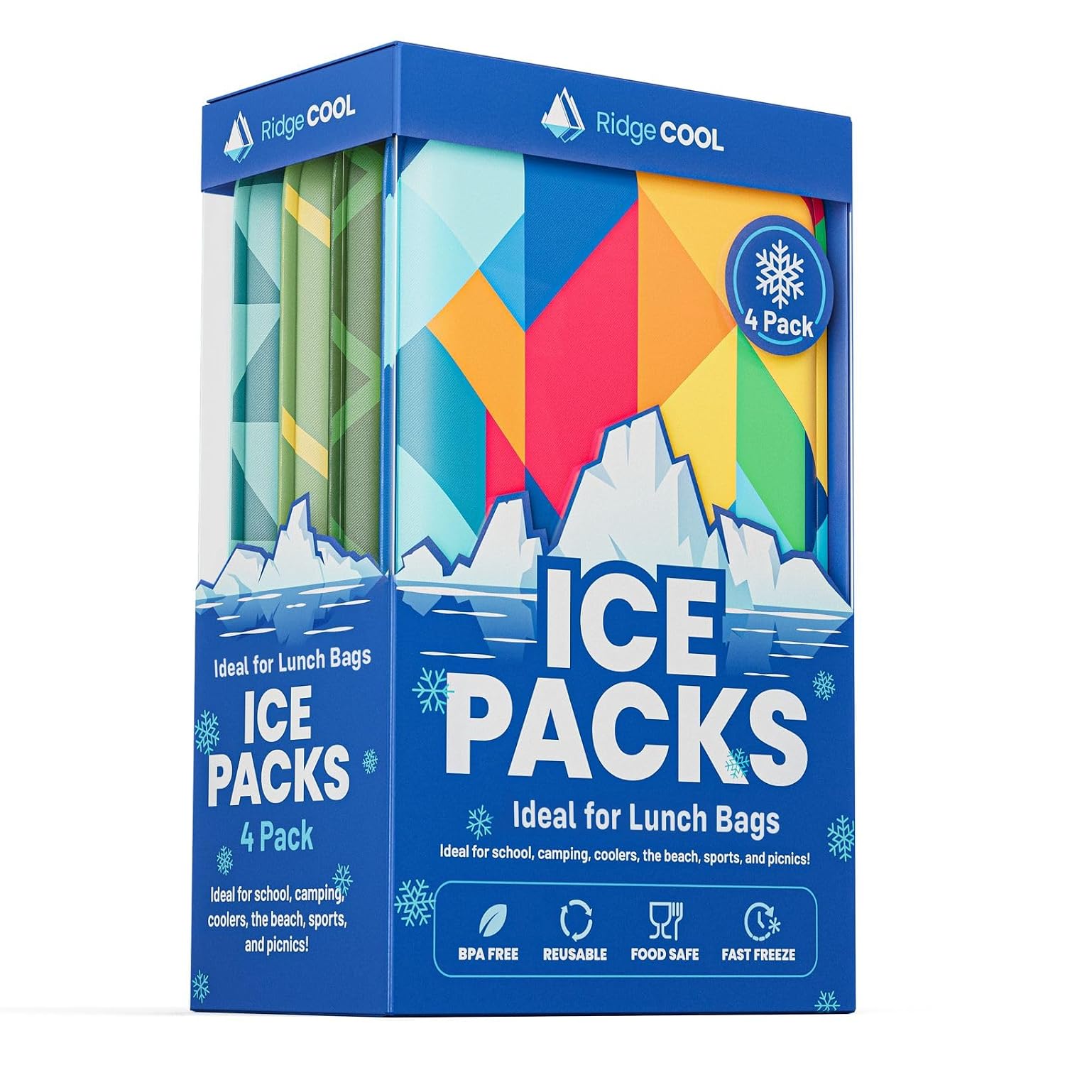 Detalle de Slim Reusable Ice Packs for Lunch Boxes, 4-Pack, 4.5 x 6 Inches, BPA-Free