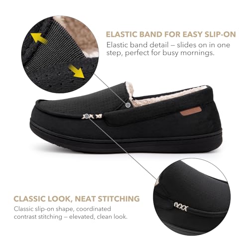 Thumbnail 4 de VeraCosy Men's Suede Moccasin Slippers with Memory Foam, Black (UK 12)