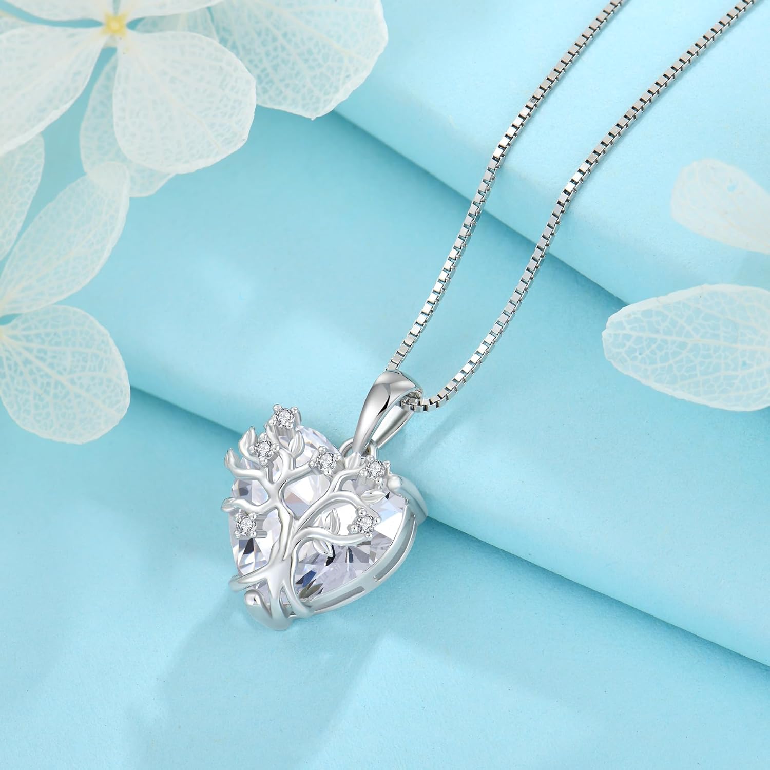 Thumbnail 3 de FJ Lebensbaum Kette Damen aus 925 Sterling Silber mit Herz & Baum des Lebens – Anhänger mit Geburtsstein