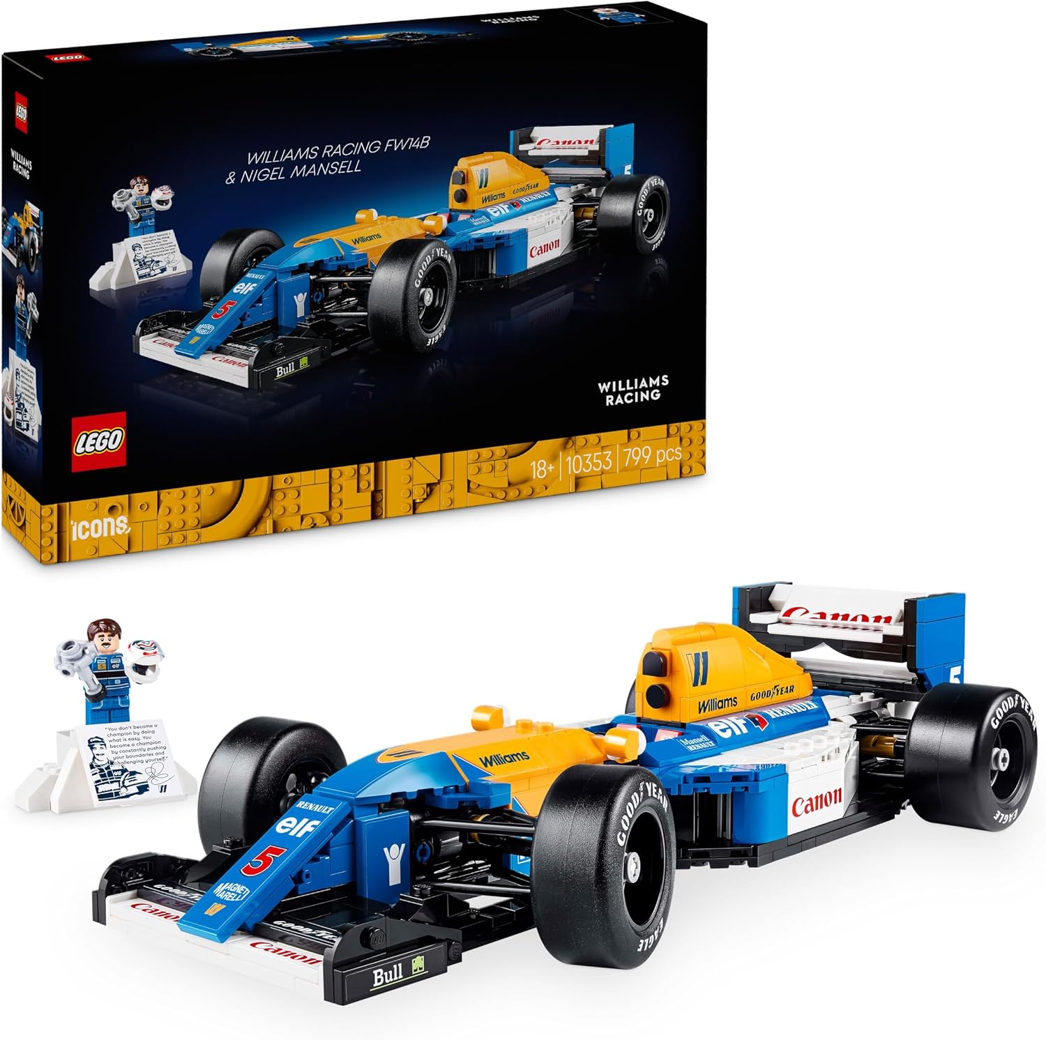 LEGO Icons Williams Racing FW14B et Nigel Mansell – Maquette F1 collector