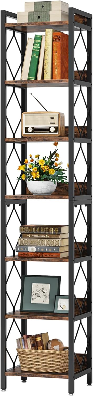 Thumbnail 6 de Tribesigns Narrow Bookshelf 7-Tier