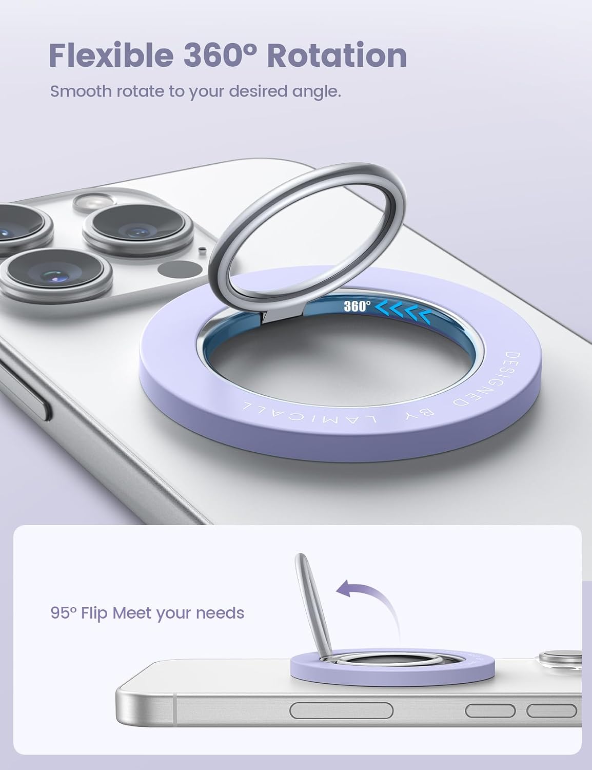 Detalle de Lamicall RS06-EU-PE Magnetic Ring Holder for MagSafe, 360° Rotation