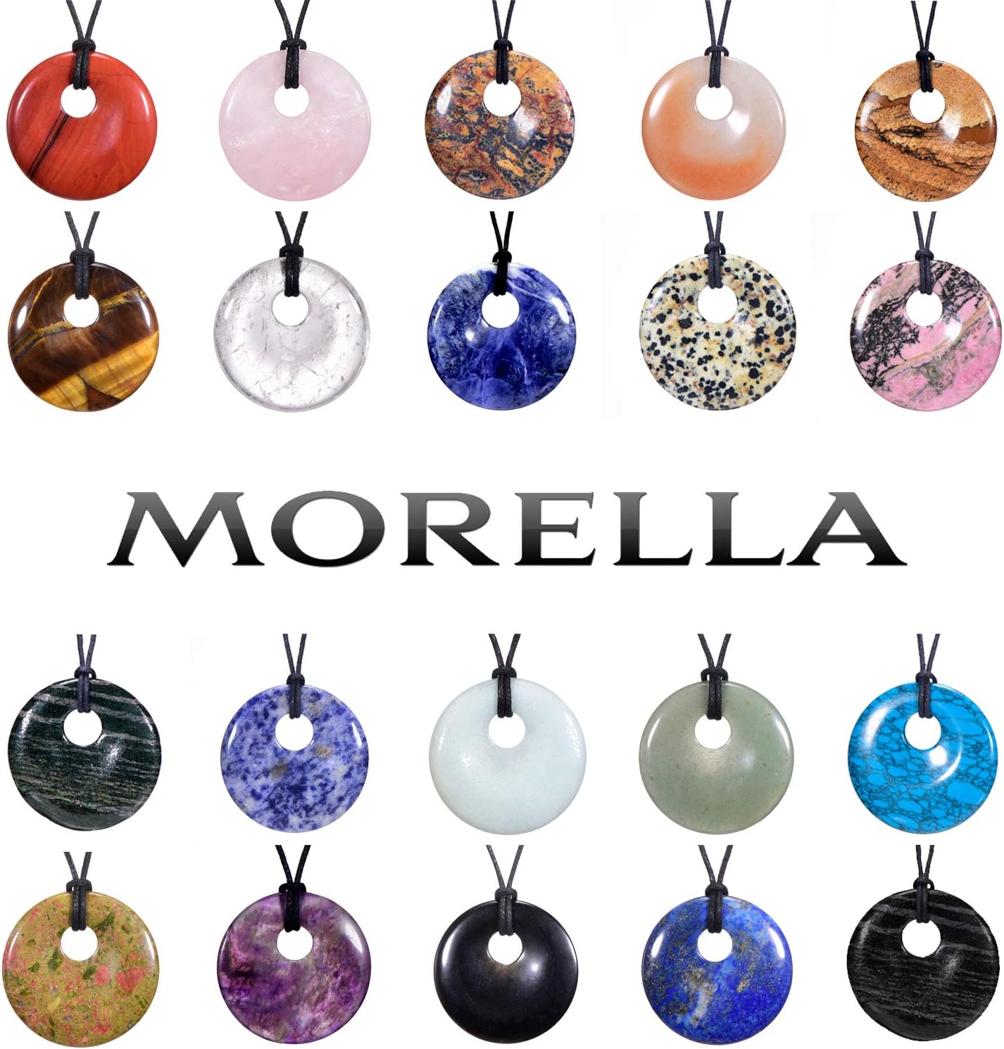 Thumbnail 4 de Morella Damen-Halskette 80 cm mit rundem Edelstein-Anhänger im Samtbeutel
