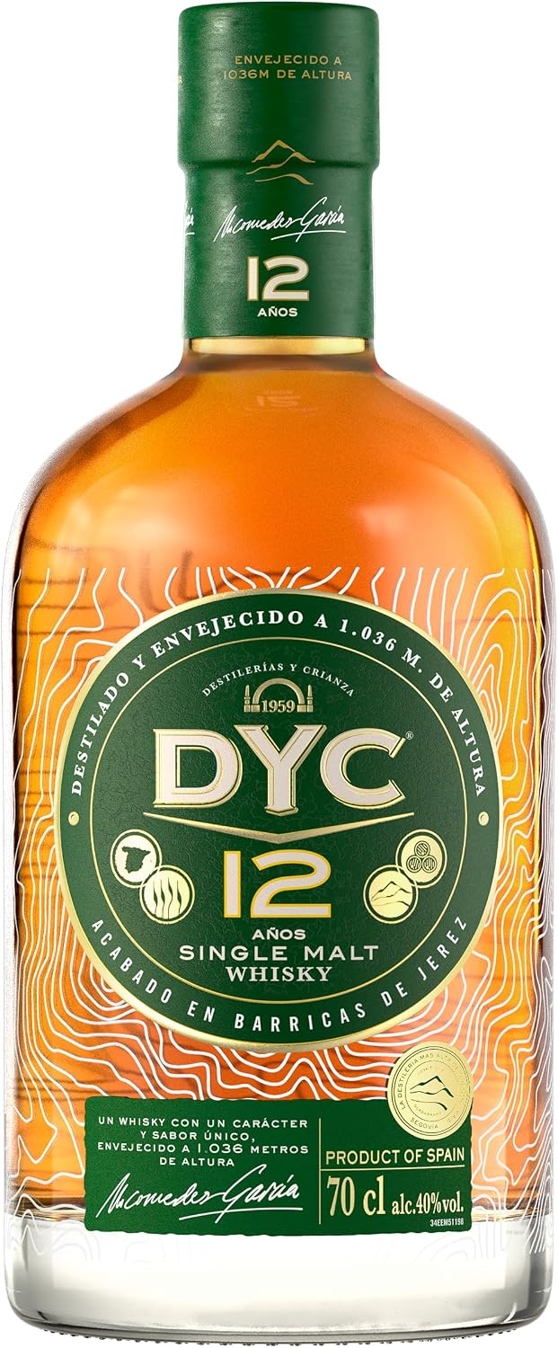 Detalle de DYC 12 Single Malt 70 cl Whisky envejecido 12 años