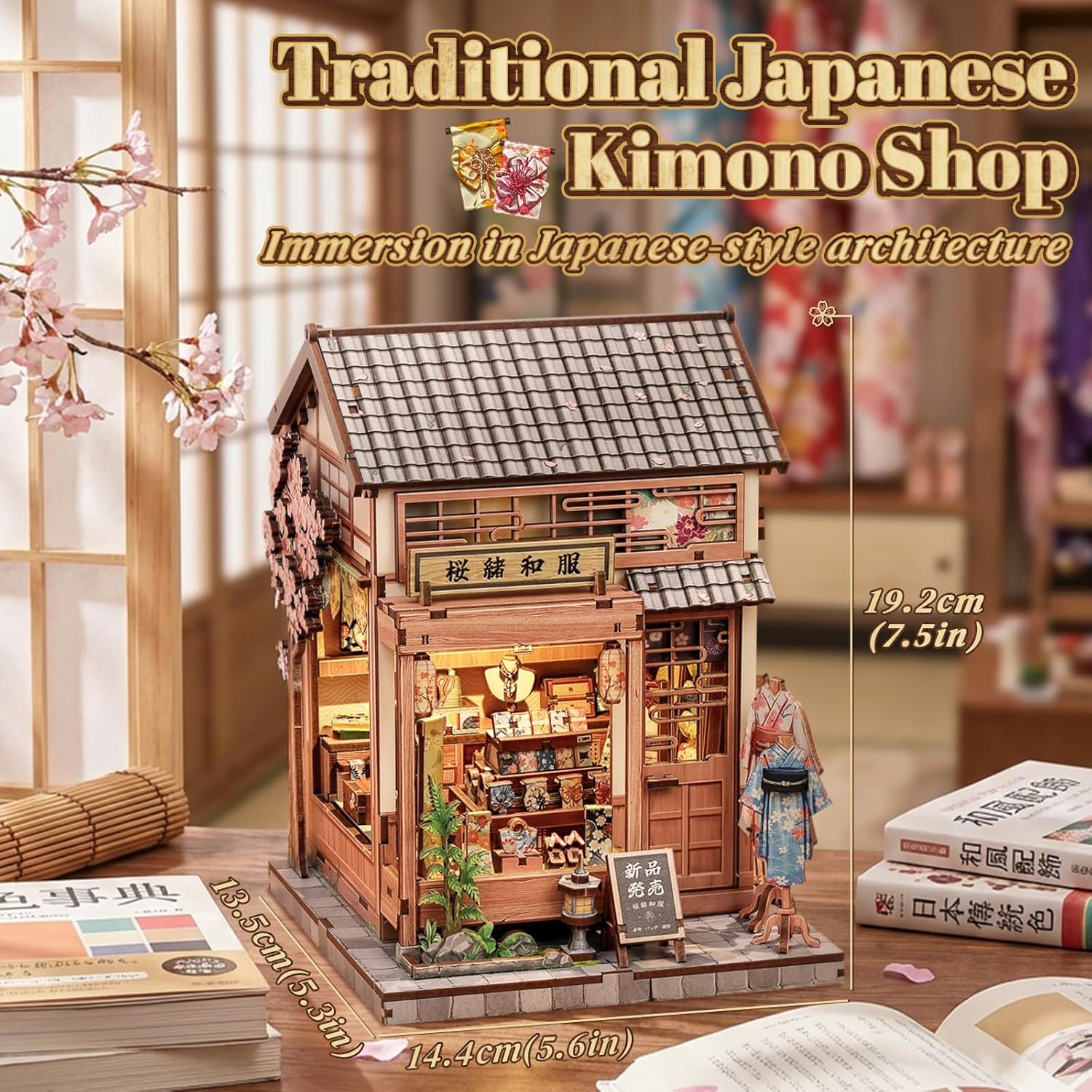 Detalle 2 de Cutefun Book Nook Kit: Sakura Kimono Shop DIY Miniature Dollhouse