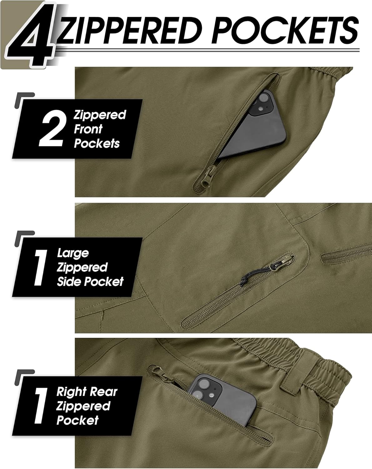 Detalle de 33,000ft Herren 3/4 Hose Cargo Shorts – leichte Allround-Outdoorschuhe mit UPF 50+
