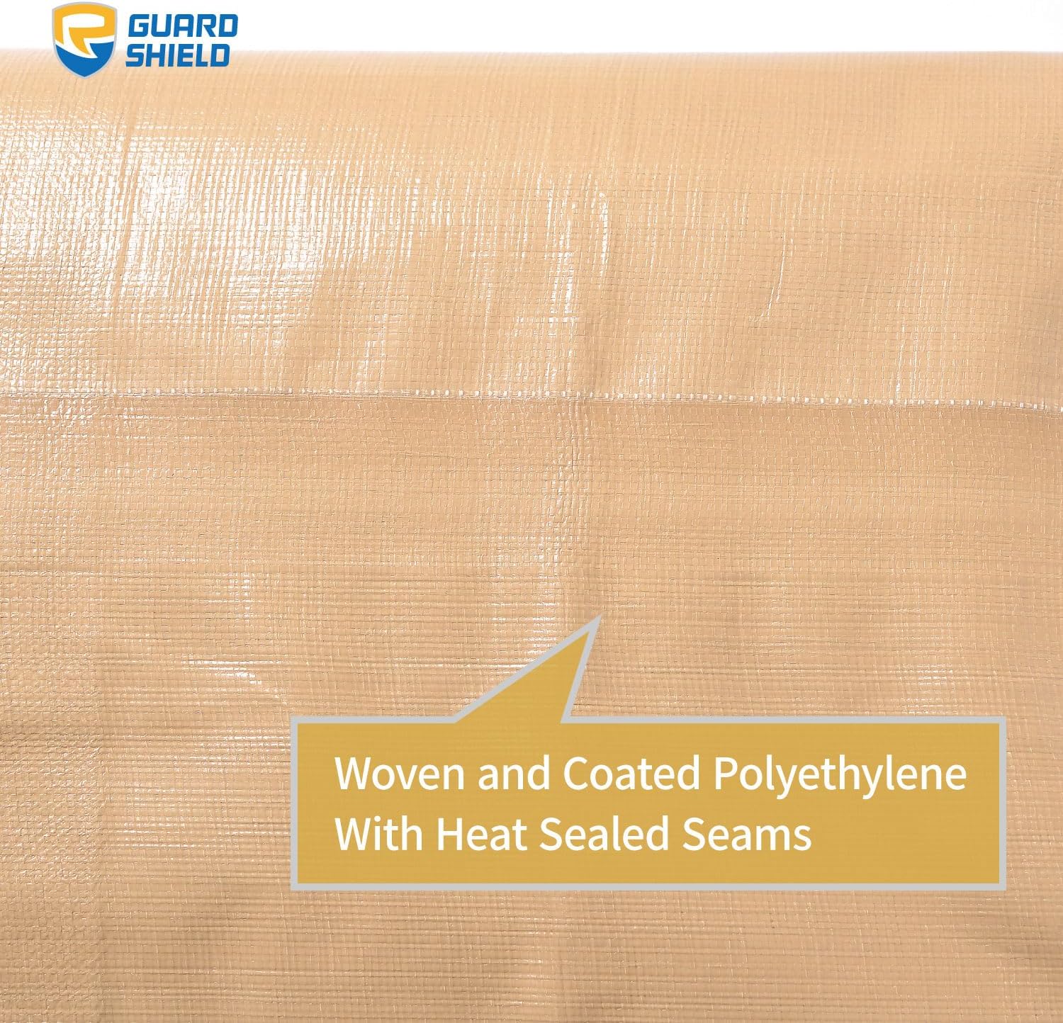 Detalle de GUARD SHIELD Beige Tarps Heavy Duty Plus+ 20x30 ft — 12mil Double-Sided Tarp with Reinforced Grommets