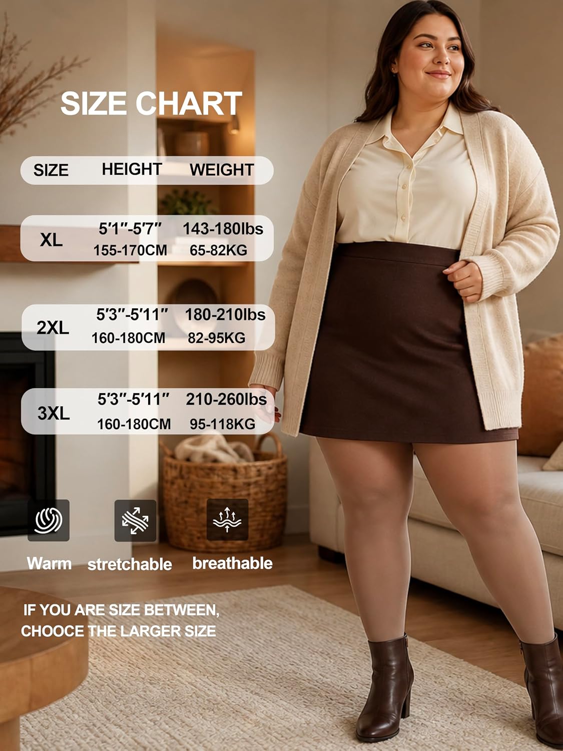 Detalle 2 de CozyWow thermische panty XL-3XL met fleecevoering en hoge taille