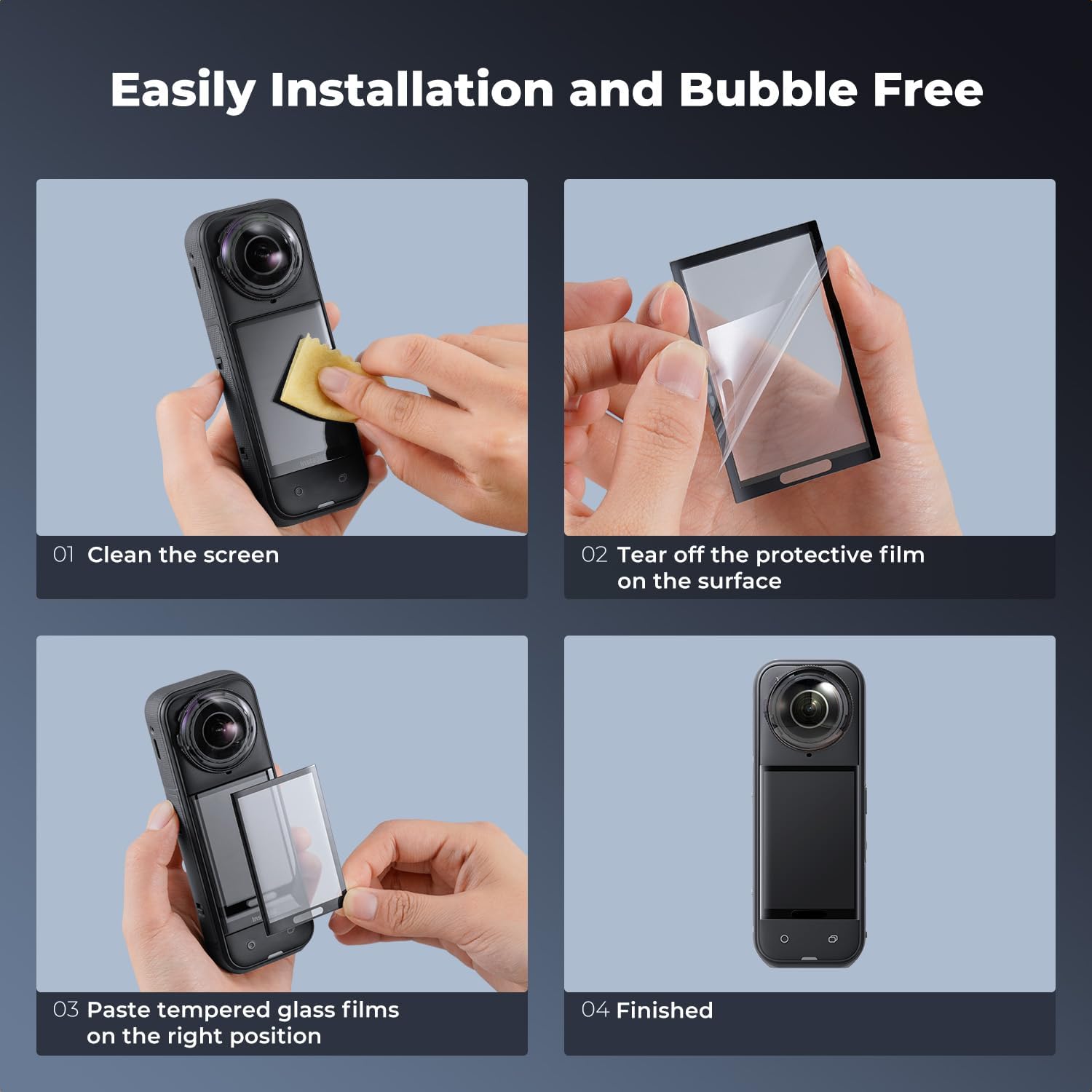 Thumbnail 5 de K&F CONCEPT Tempered Glass Screen Protector for Insta360 X5 (3 Pack) – X4/X5 Compatible