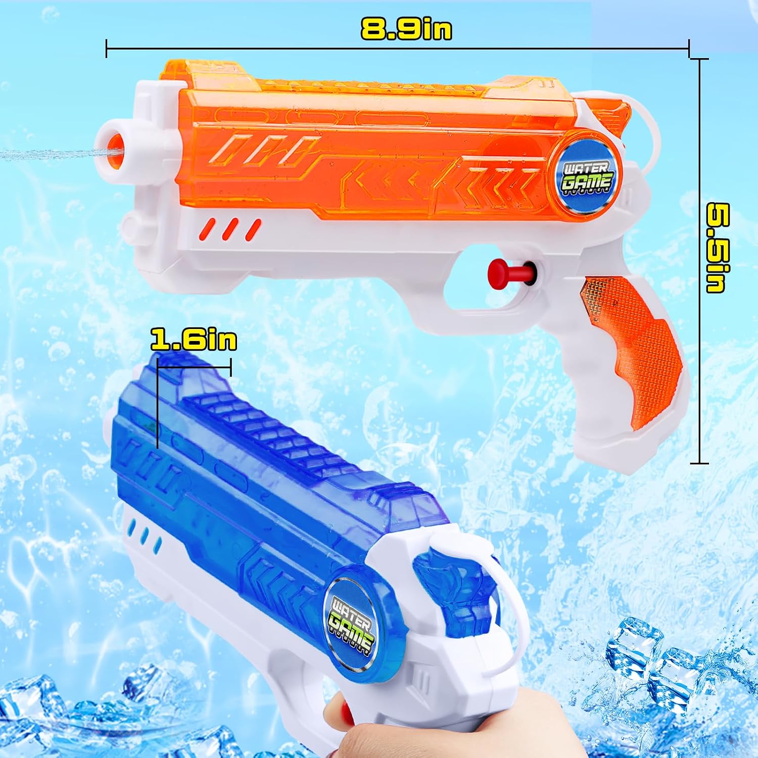 Detalle de Quanquer Wasserpistole für Kinder – 2er-Pack, 280 ml, 9 m Reichweite, ABS-Sicherheit