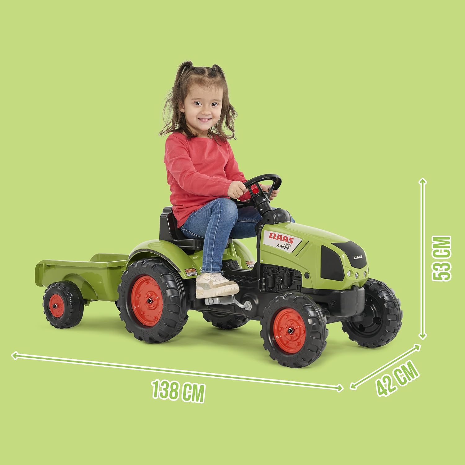 Thumbnail 5 de Falk 2040A Claas Pedal Tractor with Trailer, Steering Wheel and Horn