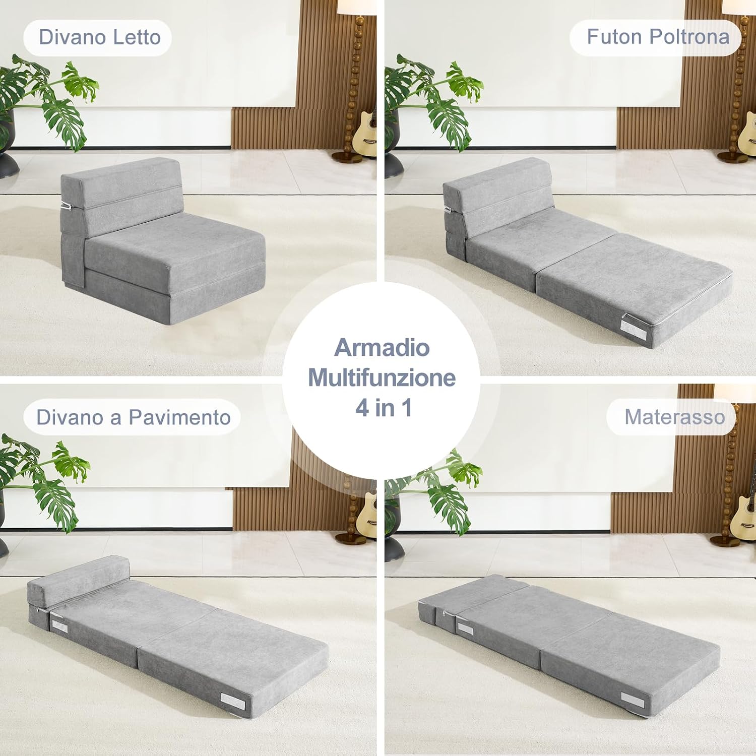 Detalle 2 de ANONER 70 x 190 cm Divano Pieghevole Futon con Memory Foam e Cuscino – Comfort modulare per casa, ufficio e viaggi