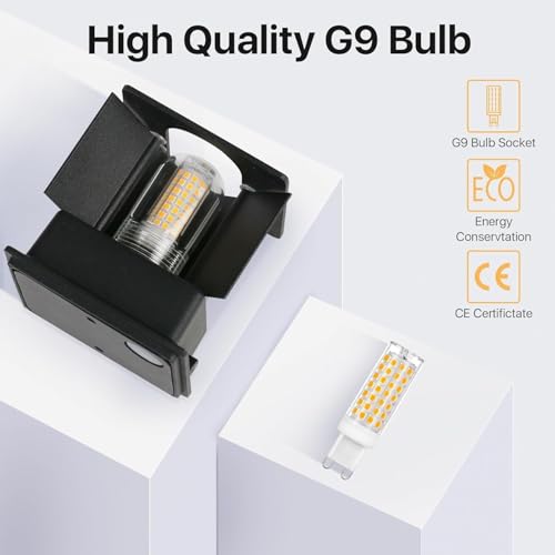 Detalle de Lureshine Wandlampe mit austauschbarer G9 LED-Lichtquelle – 0–120° Einstellwinkel, Schwarz, Wandleuchte Innen/Außen