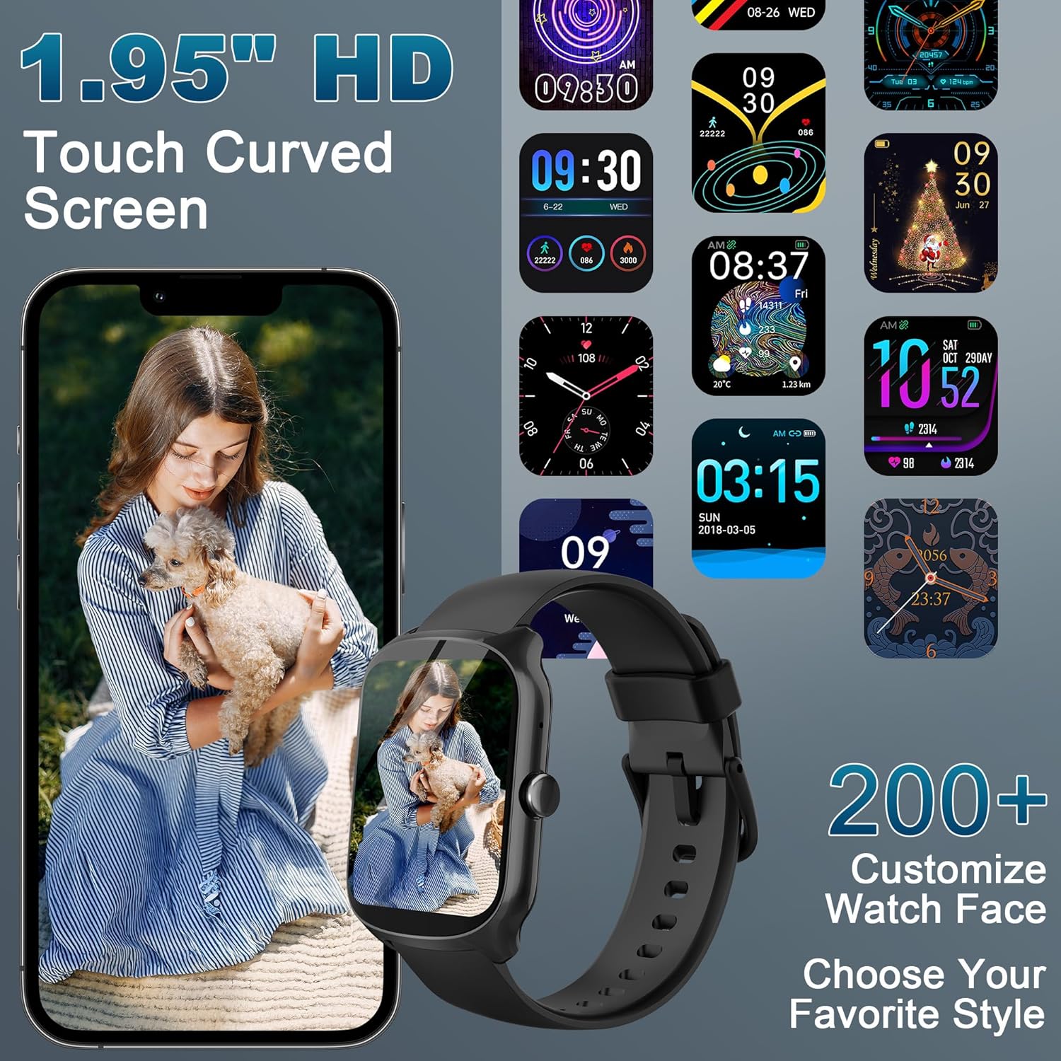Thumbnail 3 de Smartwatch Uomo Donna con Schermo Curvo HD 1,95'' – 112 Modalità, Chiamate Bluetooth e IP68