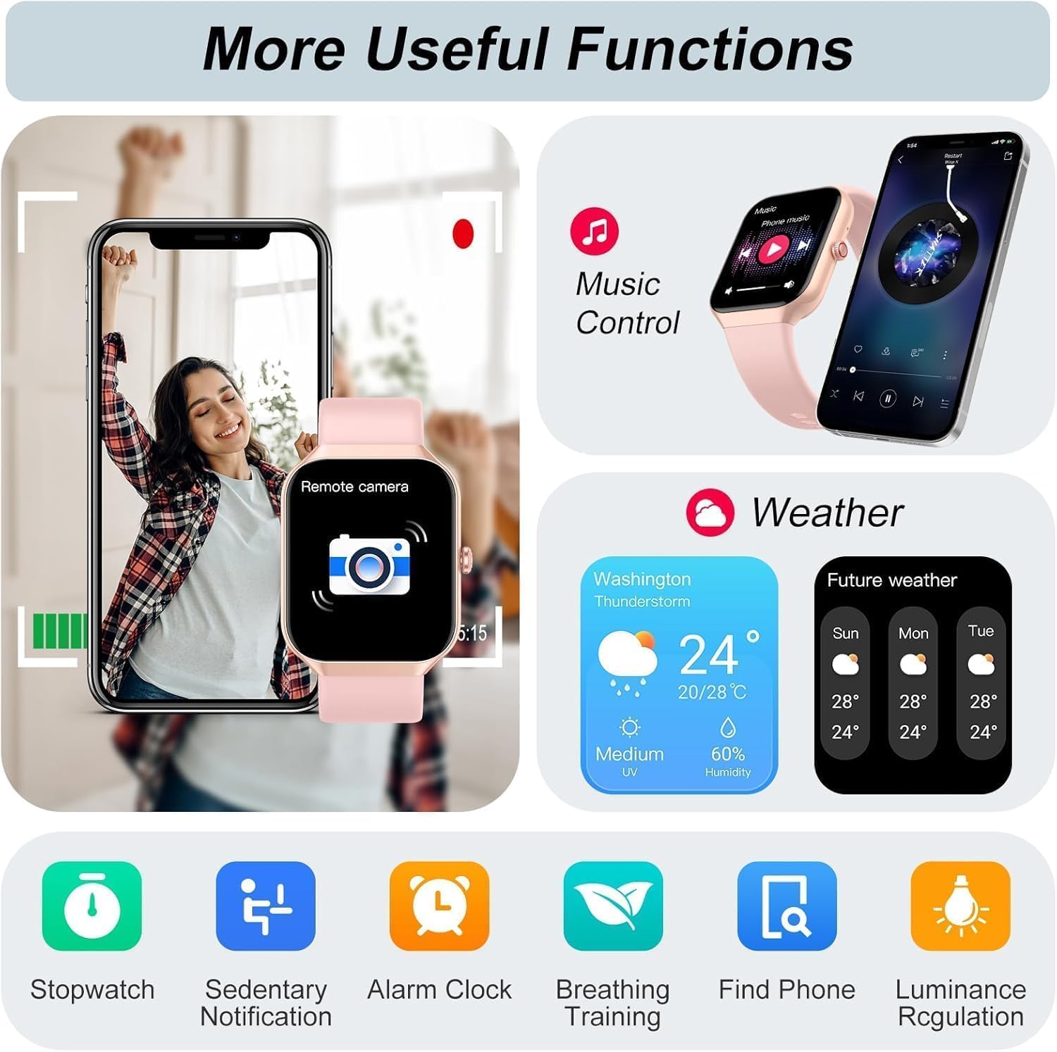 Thumbnail 3 de Montre Connectée Homme/Femme 1.96'' – Bracelet Avec Appel Bluetooth, IP68, Suivi Santé et 100+ Sports