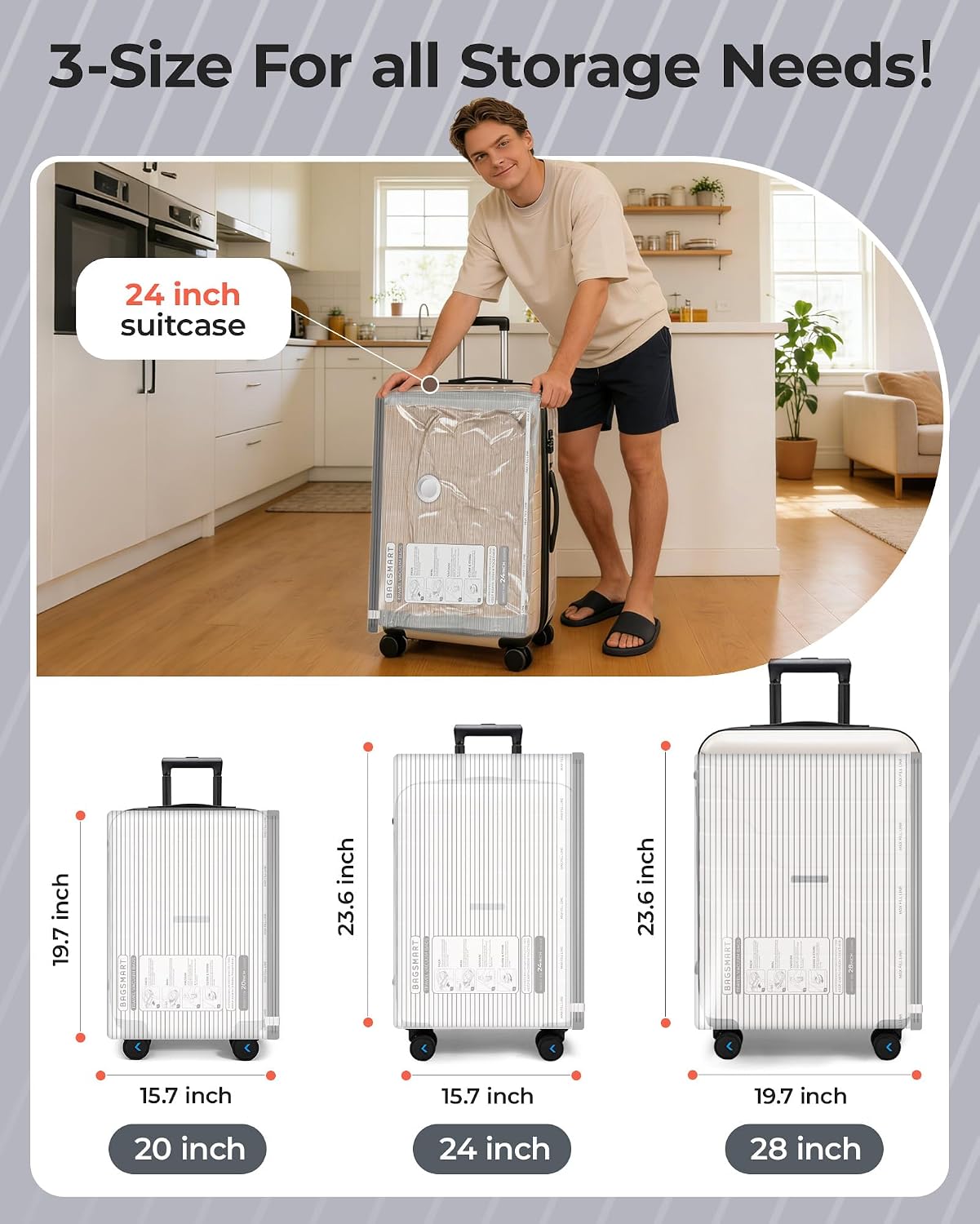 Detalle de BAGSMART 18-Piece Vacuum Bags for Travel with Rechargeable Air Pump (Gray)