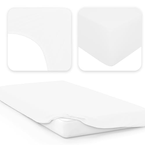 Detalle 2 de Jacobson BASIC Spannbettlaken Jersey Baumwolle 180x200–200x200 cm, Weiss