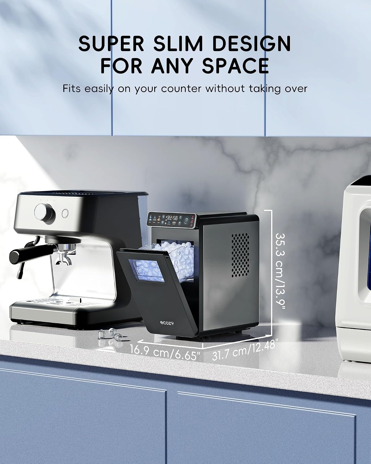 Detalle 2 de ecozy Ice Maker Machine Countertop: Compact, colourful interface with fast ice