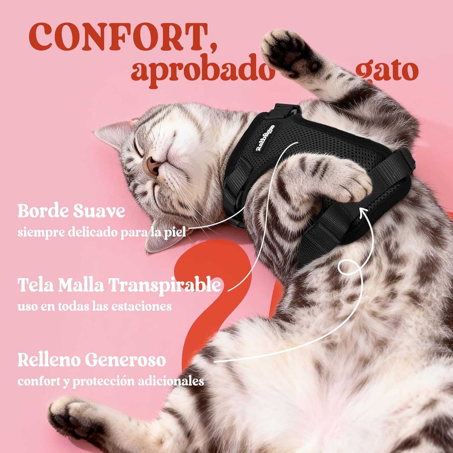 Detalle 2 de rabbitgoo Arnes para Gatos Antiescape XS 150 cm