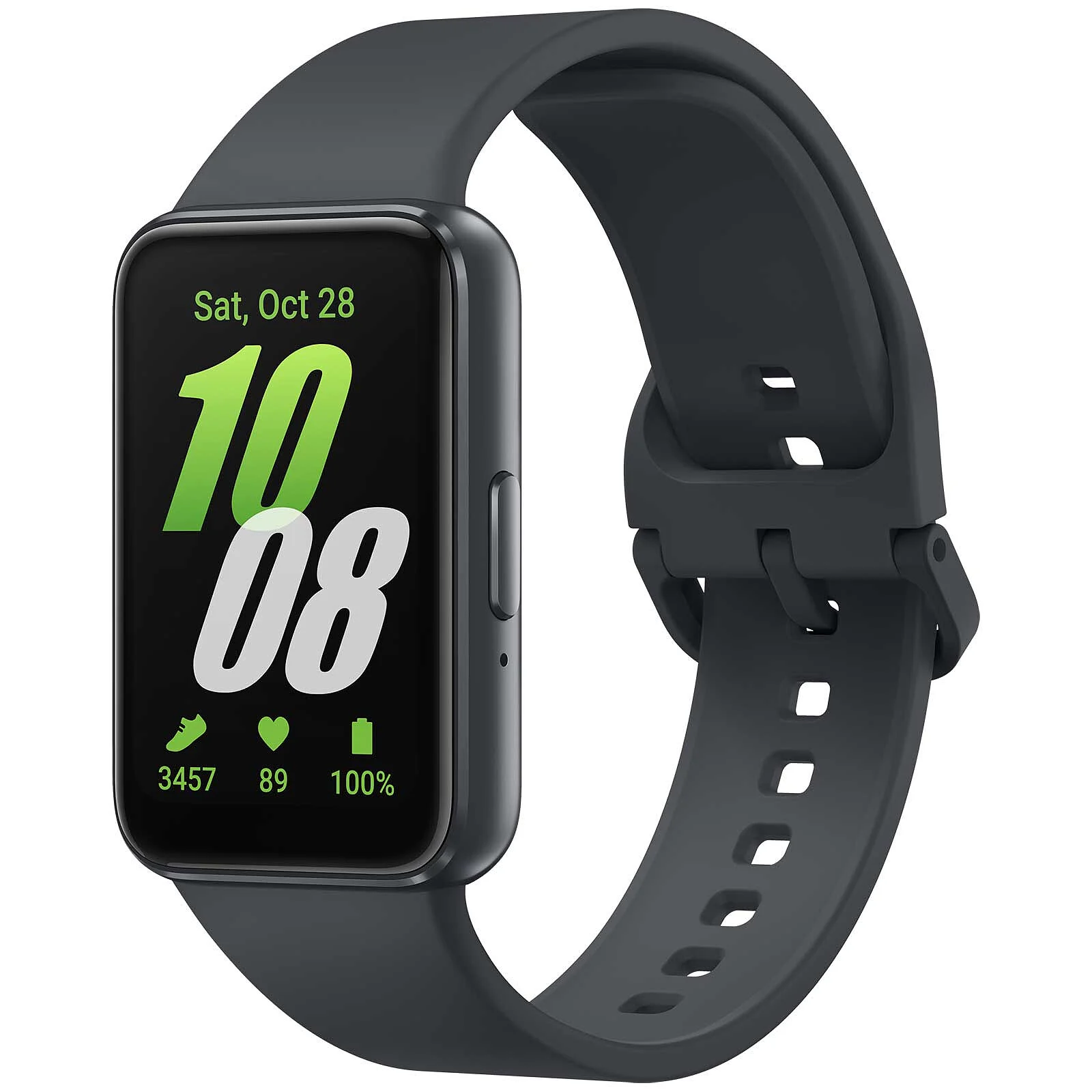 Detalle de Samsung Galaxy Fit3 SM-R390NZAAXEF: pulsera de actividad ligera con pantalla AMOLED 1.6" y monitorización de salud