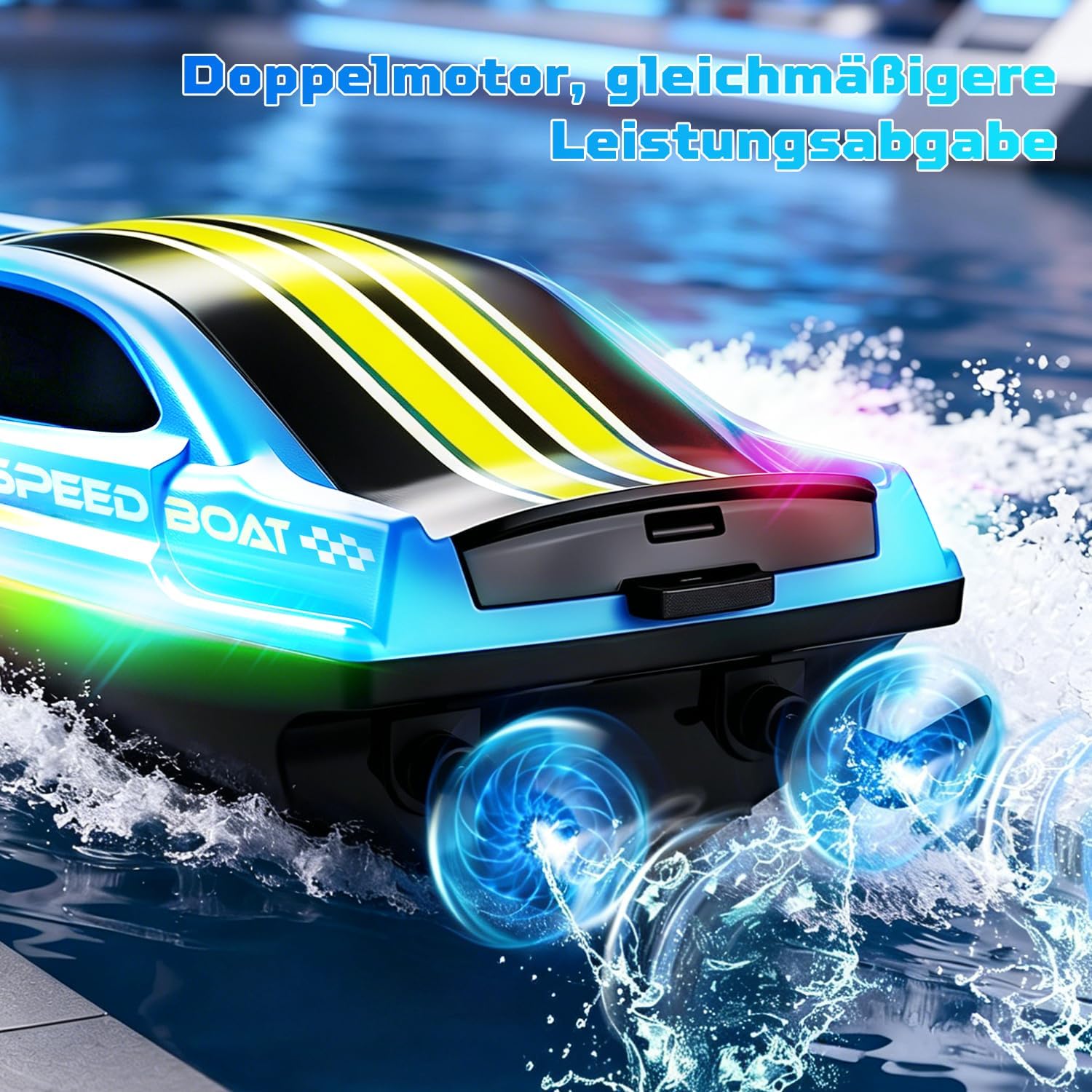 Thumbnail 4 de Ferngesteuertes Boot 2,4 GHz mit 7 LED-Lichtmodi, 15 km/h, 2 Batterien