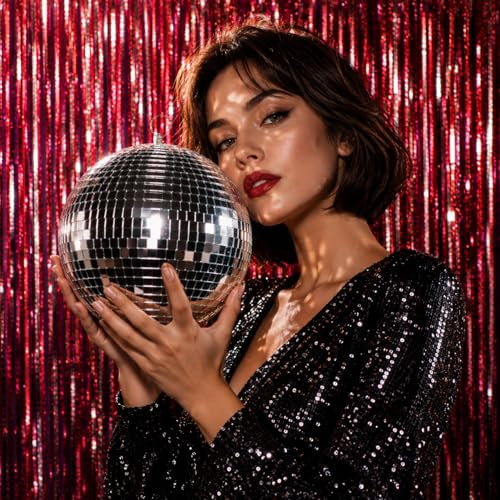 Detalle de Alytimes Mirror Disco Ball - 8-Inch Silver Hanging Party Decoration