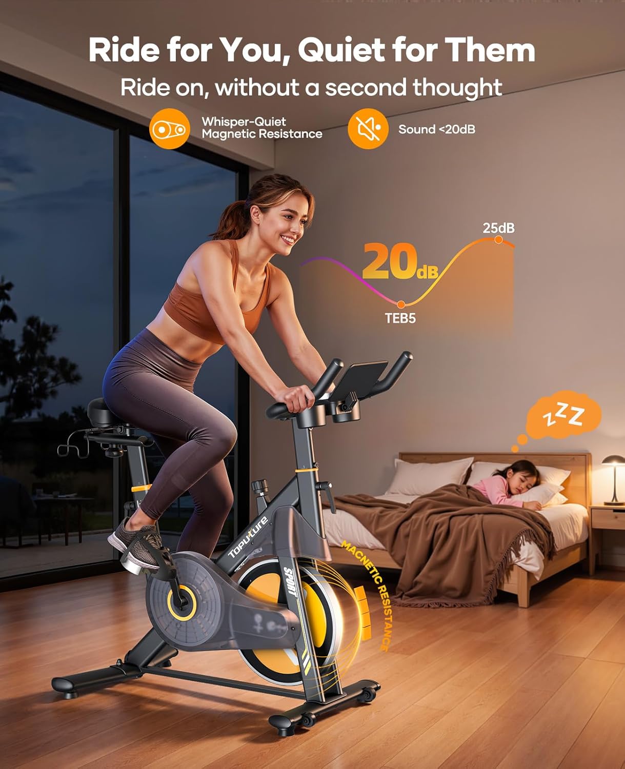 Thumbnail 5 de 2026 Toputure Exercise Bike with Touchscreen LCD Display