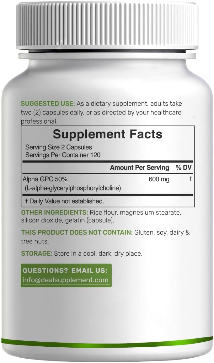 Detalle 2 de DEAL SUPPLEMENT Alpha GPC Capsules, 600 mg