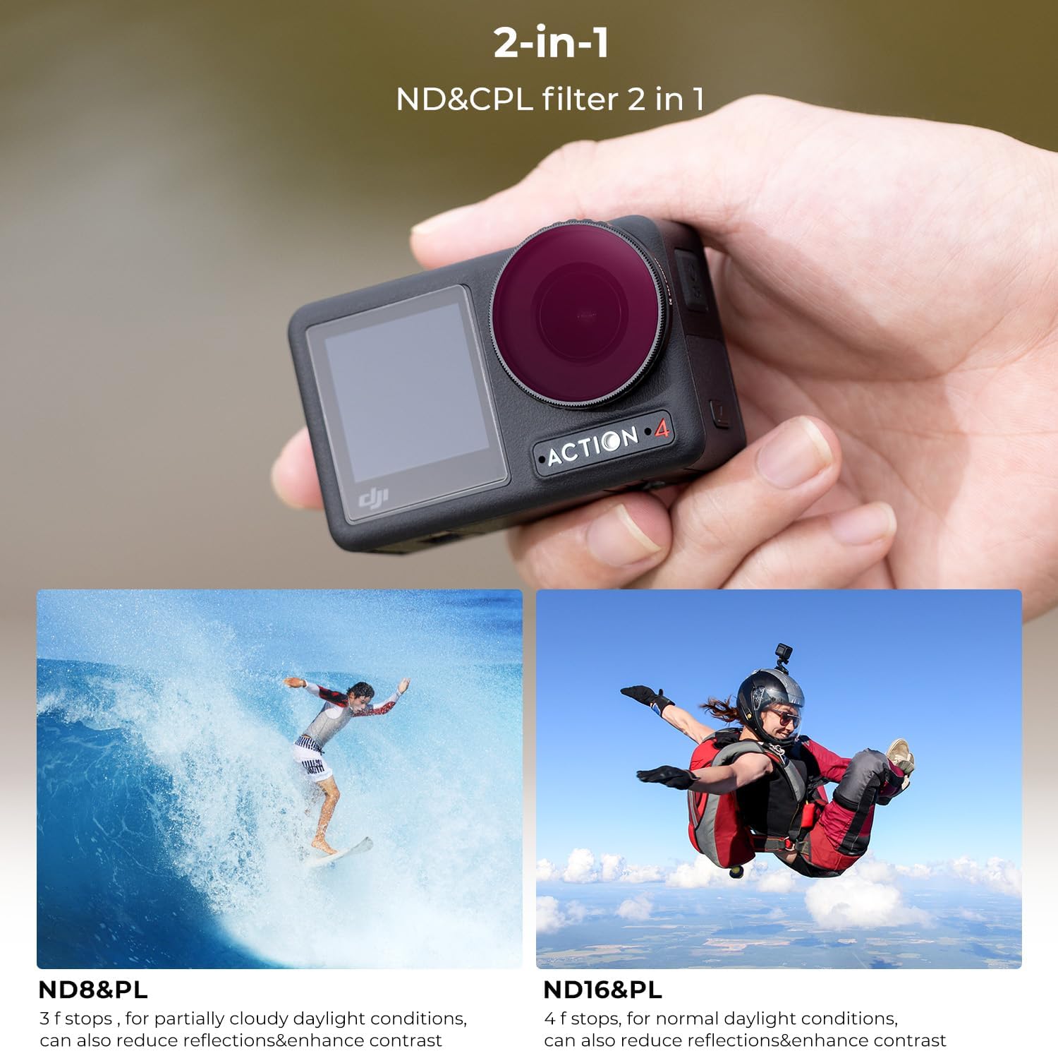 Thumbnail 2 de K&F Concept ND/PL Filters for DJI Osmo Action 4/5 Pro – 4-Pack
