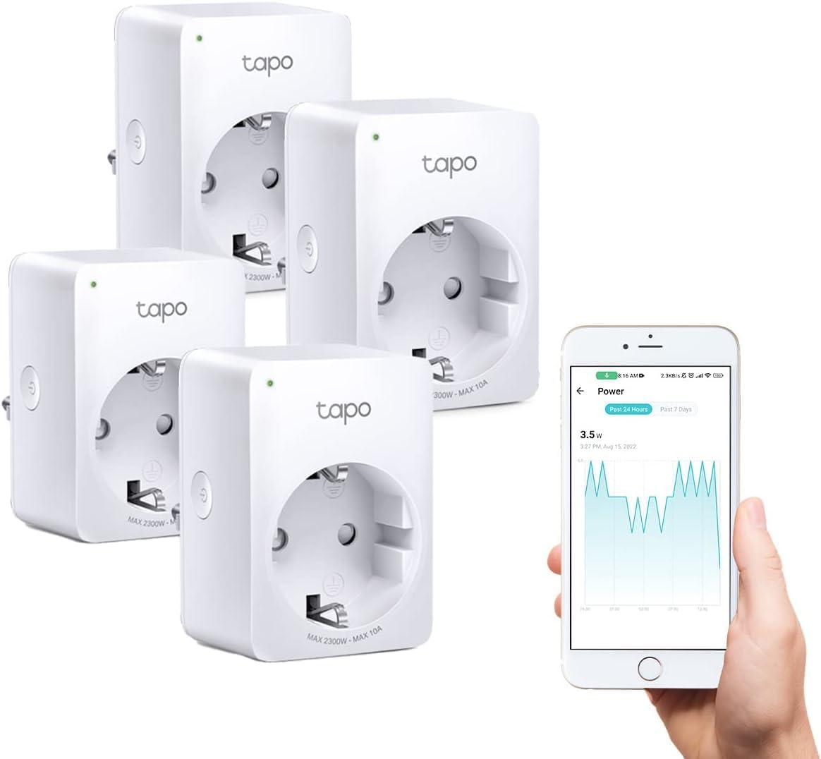 Detalle de Tapo TP-Link Smart WLAN Steckdose P110 mit Energieverbrauchsmesser 4er Pack
