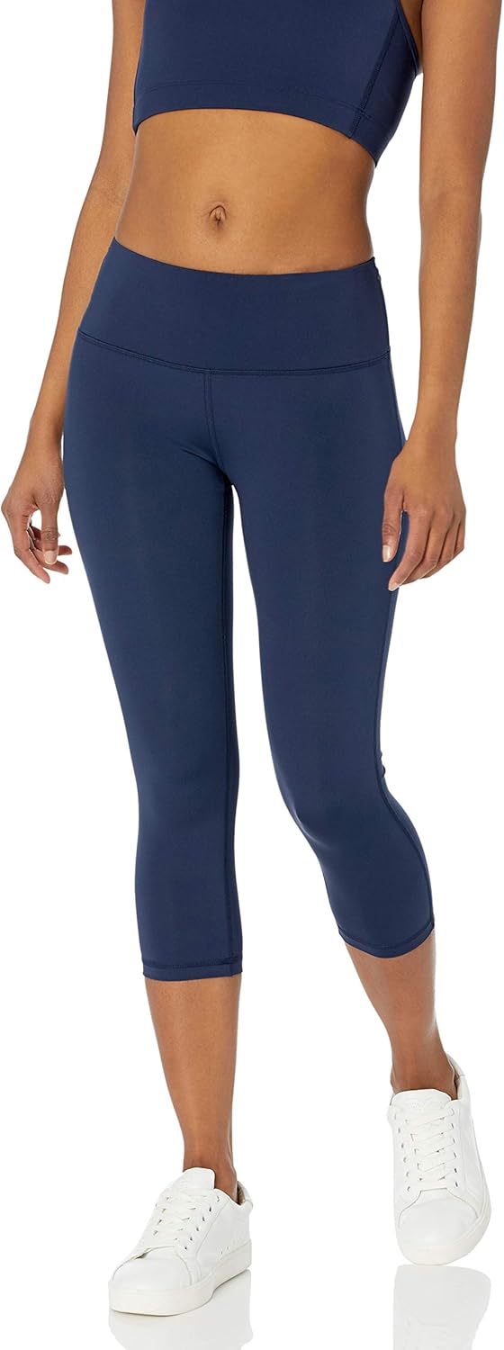 Detalle de Amazon Essentials Donna Leggings Capri Sportivi con Vita Media: comforte e versatilità per allenamenti e quotidiano
