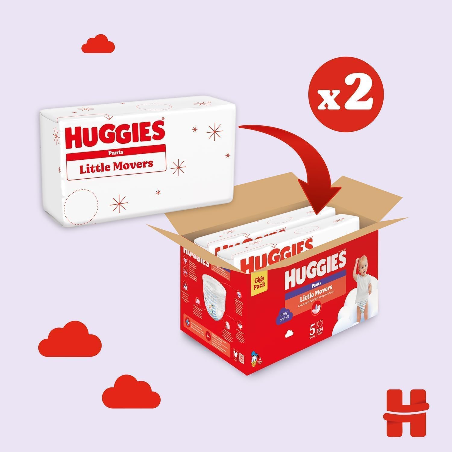 Thumbnail 2 de Huggies Little Movers Mutandina Taglia 5 104 Pz