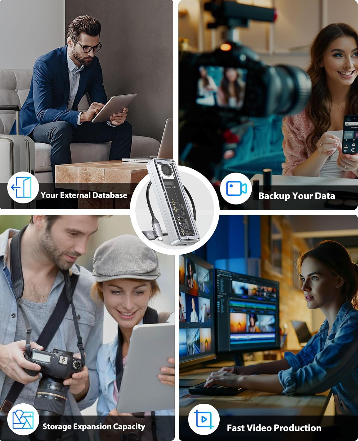 Detalle de ORICO boîtier externe SSD M.2 NVMe USB4 40 Gbps avec ventilateur intégré (M-Key) pour 2230/2242/2260/2280