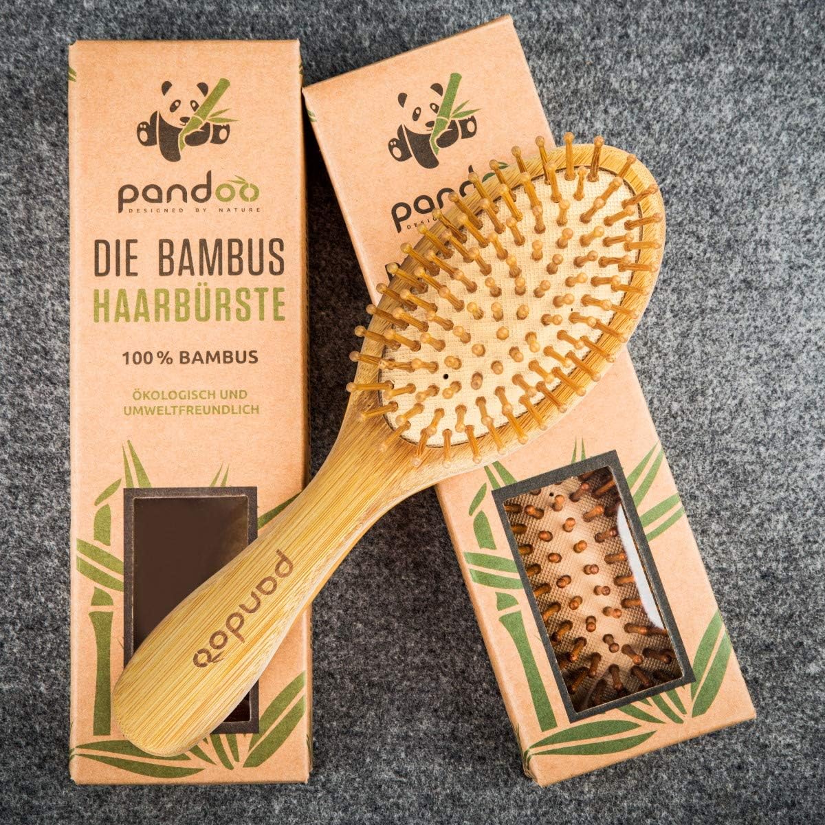 Thumbnail 2 de pandoo Spazzola per capelli in bambù con setole naturali (vegan) per uomo, donna e districante